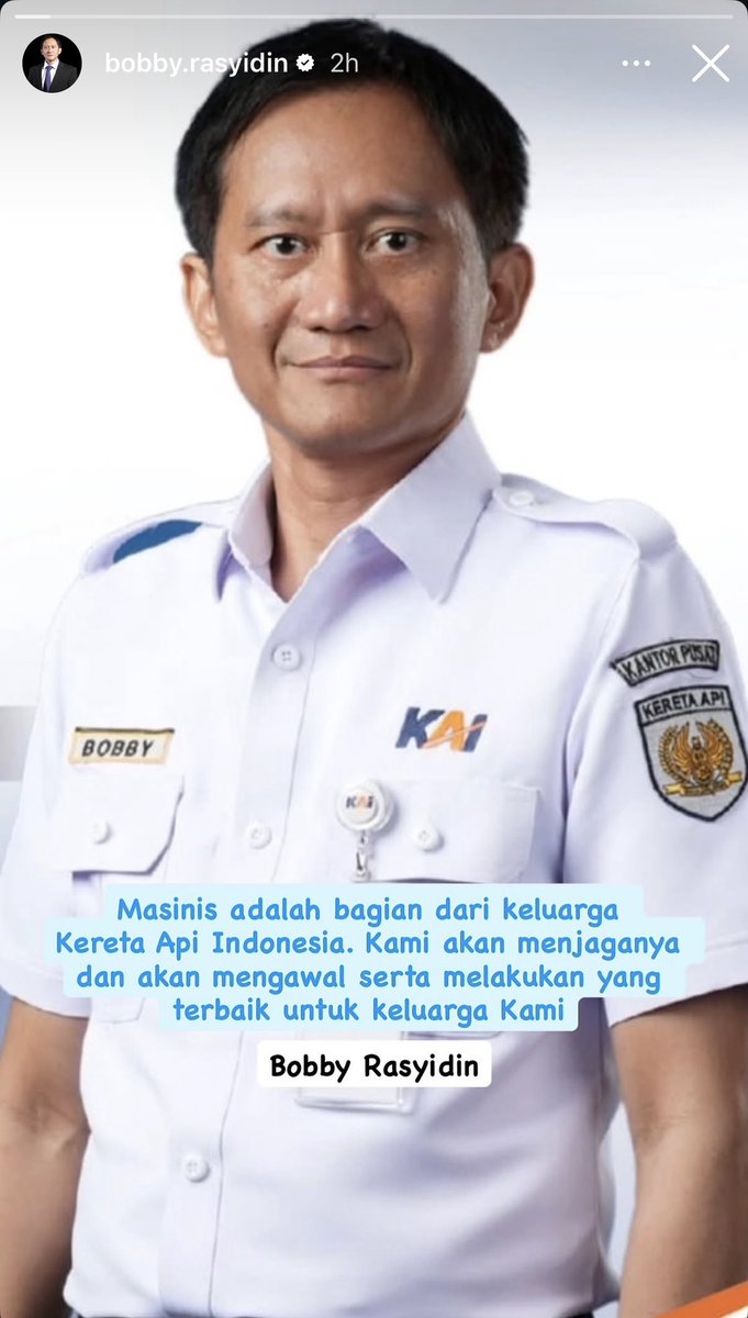 fajarnugros's tweet photo. Direktur Utama KAI, Bobby Rasyidin menyatakan dukungannya untuk keluarga besar KAI, khususon masinis KA Argo Anggrek yang jadi tersangka dalam insiden di Bekasi. https://t.co/CgfcpKmDfw