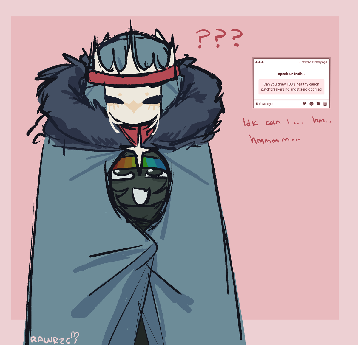 rawrzcc's tweet photo. "Can you draw 100% healthy canon patchbreakers no angst zero doomed" -> i wasnt gonna post this one because i like posting them in like batches but i feel like its too silly to not...... boy get out of there!!!!! https://t.co/oqNmE41CQ7