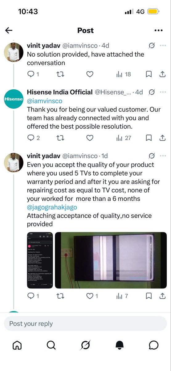 iamvinsco's tweet photo. @Hisense_IND @HisenseGlobal @hisense_japan @HisenseUK @flipkartsupport @Flipkart @amazonIN @amazon https://t.co/2ixETAS0BD