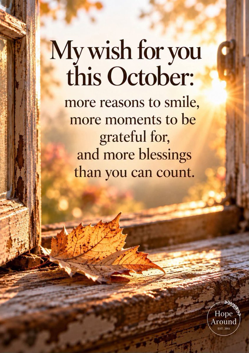 AliceAspeling's tweet photo. Hello, October. 🍂 May this month bring a little more joy, a little more gratitude, and beautiful blessings you never saw coming. 🤎

#HelloOctober #OctoberBlessings #OctoberVibes #GratefulHeart #ChooseGratitude #AutumnDays https://t.co/nmrvHaiqGJ