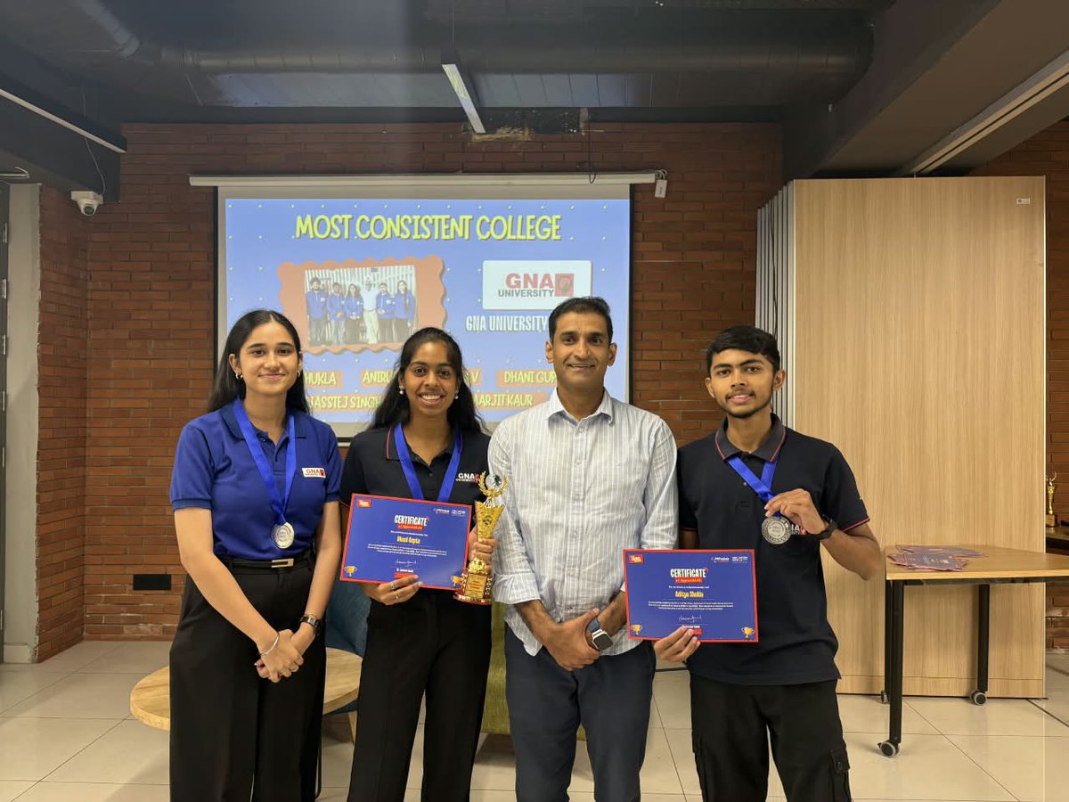 GnaUniversity's tweet photo. Students from GNA University took part in the Third Cohort of the IMPunjab Campus Ambassador Programme, where they played a vital role in promoting entrepreneurship and innovation on campus. 
#IMPunjab #CampusAmbassador #ThirdCohort #Innovation #Entrepreneurship #GNAUniversity https://t.co/qQCeP6C8PH