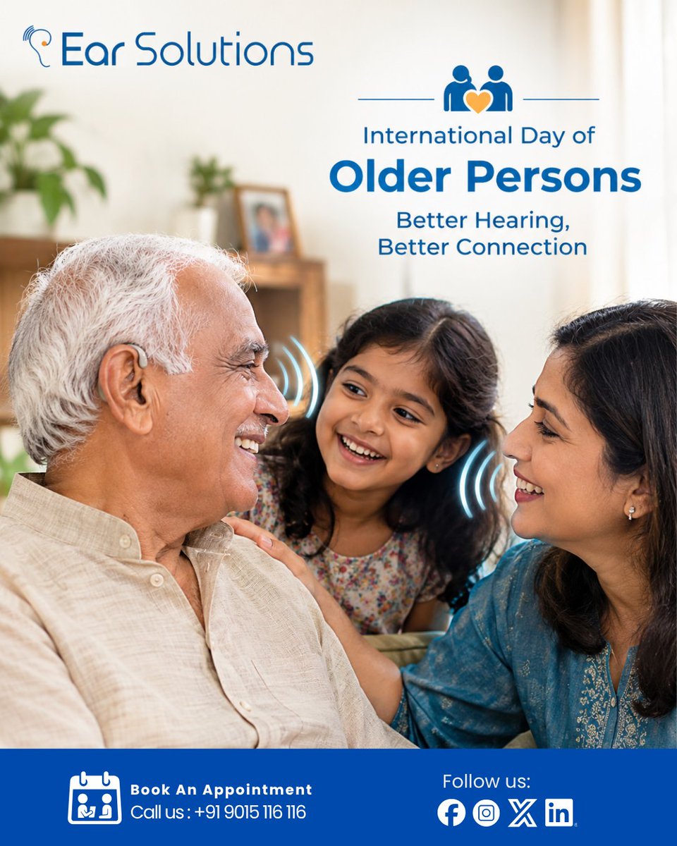 earsolution's tweet photo. Better hearing means more conversations, more smiles, and more family moments. ❤️👂

Book your FREE Hearing Test &amp; Trial today!

#InternationalDayOfOlderPersons #BetterHearing #HearingCare https://t.co/P1LUhzAyal