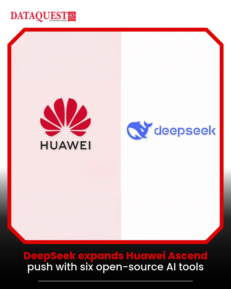 dataquestindia's tweet photo. DeepSeek + Huawei

DeepSeek is expanding its work with Huawei Ascend, open‑sourcing six AI software tools to strengthen China’s alternative AI computing ecosystem and move deeper into the stack.

Read more: https://t.co/NNvxoITIIA

#Dataquest #DeepSeek #Huawei #AI #Semiconductors https://t.co/H5GSc5DDVl