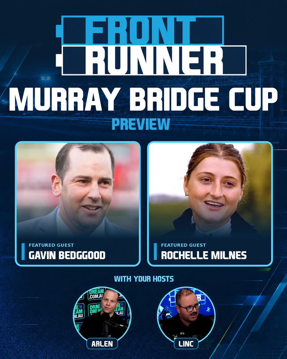 DareToDreamSA's tweet photo. Gold Standard edition of the Pod for the Murray Bridge Gold Cup! 🏆

We've got gun trainer Gavin Bedggood &amp; star jockey Rochelle Milnes joining us, plus the latest news, previews &amp; tips ahead of a huge Cup Day!

🎧SPOTIFY: https://t.co/duZYBN55iH
🍎APPLE: https://t.co/AMSInAOMpO https://t.co/pq4PNBIXHs