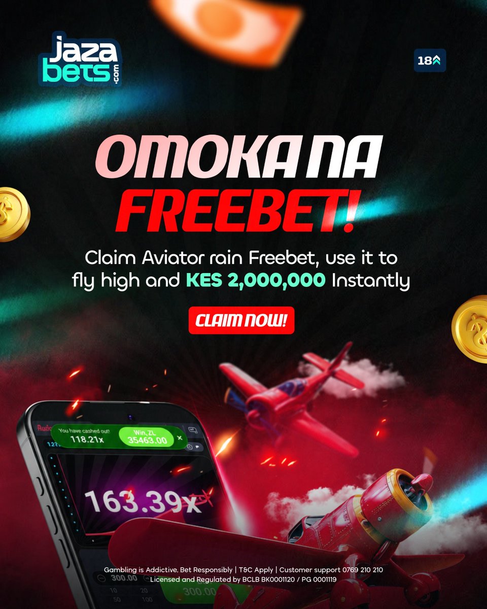jazabets's tweet photo. Rubani! Aviator Rains bado zinadrop! 

Log in to https://t.co/ktDJhujwoY Aviator, ingia kwa chat and claim Rains from as low as 20 bob up to 1000 bob every hour.

Peperusha ndege hapa https://t.co/ktDJhujwoY uchomoke na up to 2 MILLION in seconds.

🔞 Play Responsibily 

#Jazabets #AviatorRains