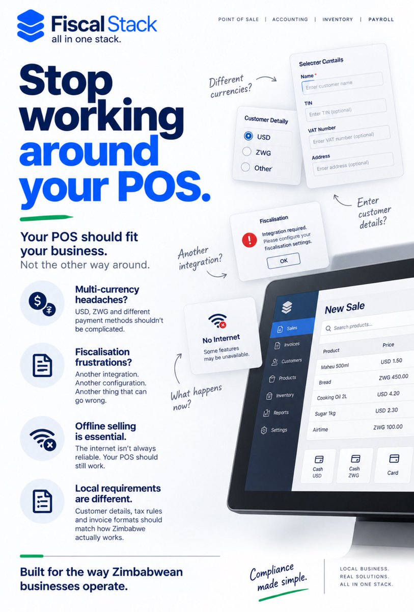 timiretimzzy2's tweet photo. Time to work, for your Fiscalisation solutions, integrations and built in POS systems, get in touch with FiscalStack and let’s help you comply with ZIMRA, https://t.co/rWz2wTUwb9