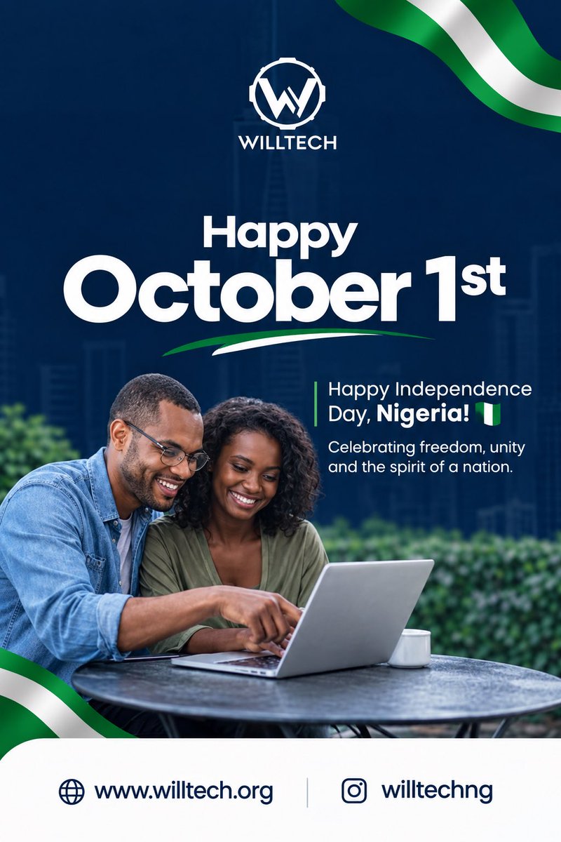 Willtech_Ng's tweet photo. 🇳🇬✨ Happy Independence Day, Nigeria!

Today, we celebrate our freedom, unity, resilience, and the limitless potential of our great nation. At Wiltech, we believe technology and innovation can help build a brighter future for Nigeria. 💚🤍💚 https://t.co/pEJv8UPkKI