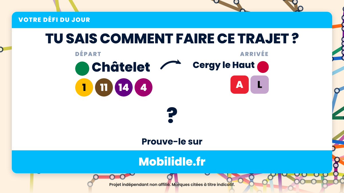 mobilidle's tweet photo. Le défi du 1 octobre 2026 : Châtelet → Cergy le Haut.

Le meilleur trajet, pas le premier qui marche. Lien en bio.

#Mobilidle #IleDeFrance #Transports #Metro #RER #Transilien https://t.co/eTWqqgCZmh
