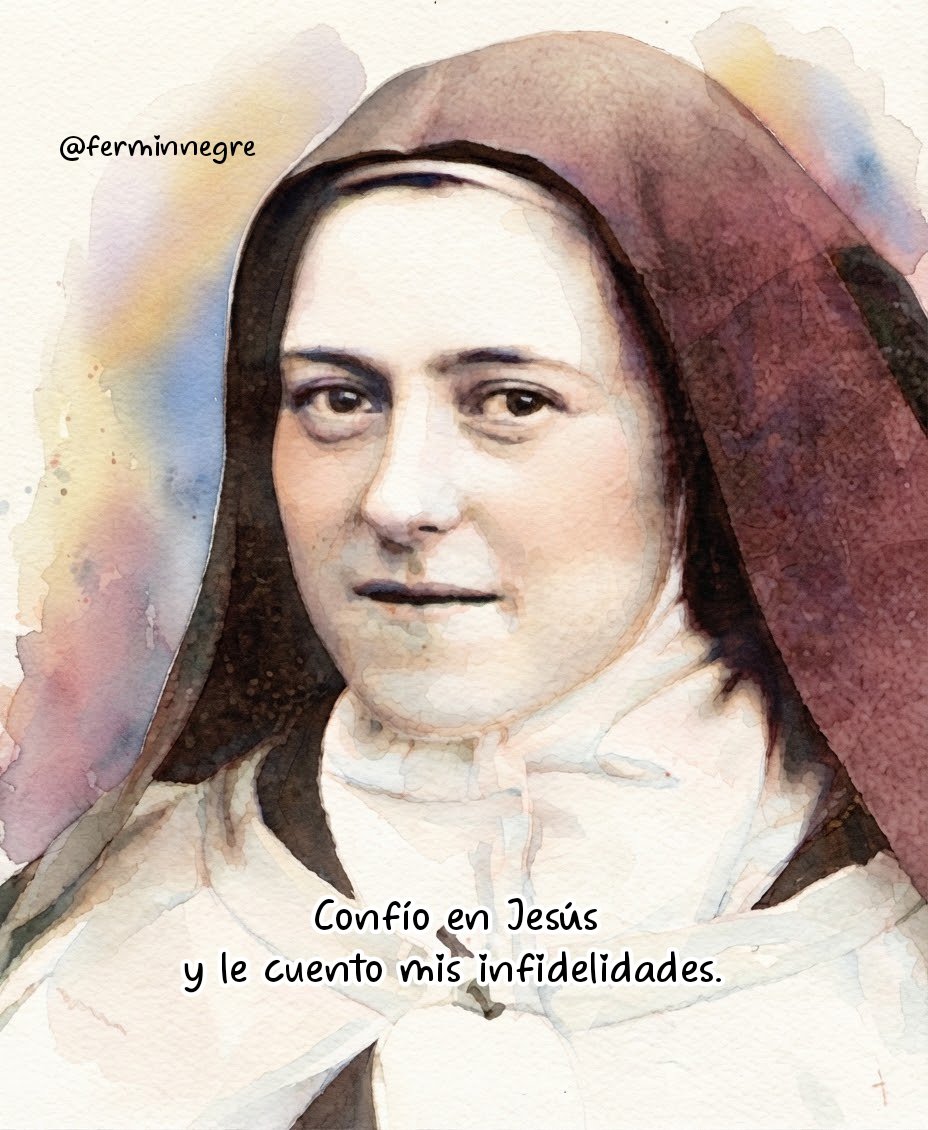 ferminnegre's tweet photo. Testimonio impactante de santa Teresita del Niño Jesús: «No siempre soy fiel, pero jamás me desanimo». A veces nos imaginamos a los santos como si vivieran flotando y sin dificultades. Santa Teresa de Lisieux, con su corazón humilde y sencillo, habla también de sus infidelidades. https://t.co/neKVeoogxT