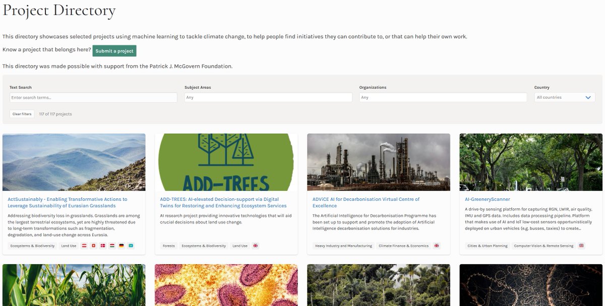 ClimateChangeAI's tweet photo. Climate Change AI is launching a new Projects Directory featuring AI-for-climate applications across mitigation, adaptation, and climate science. 🌱

Discover 100+ projects featured, and help us grow this resource with new projects from across the globe: https://t.co/APnZpyVQeU https://t.co/re8peo9SP4