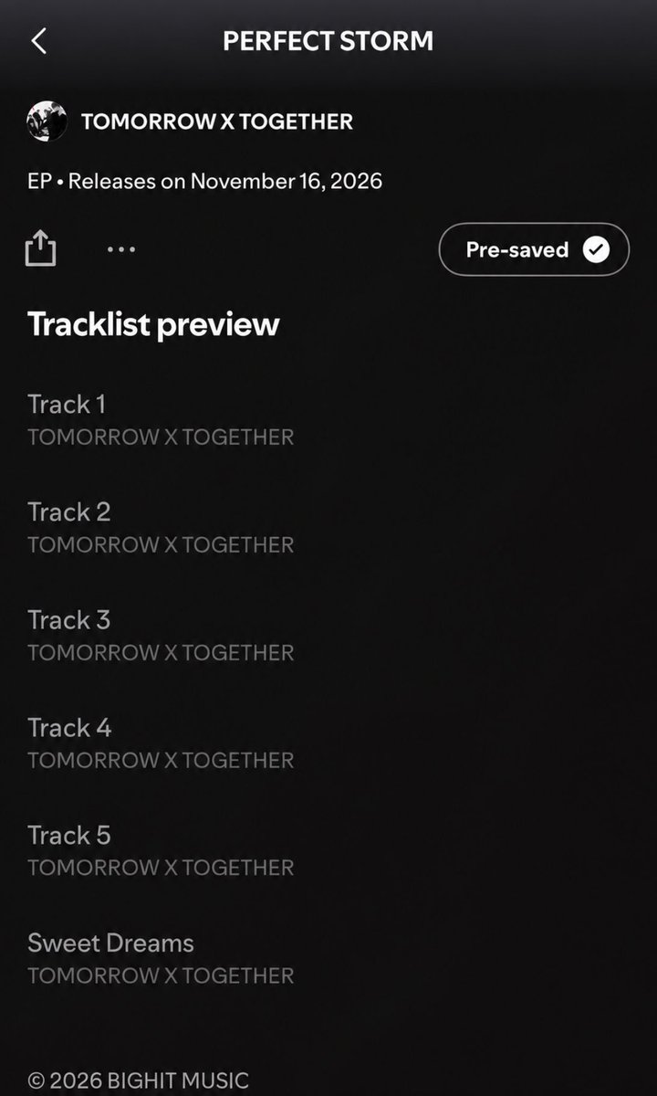 TXTChartData's tweet photo. "Sweet Dreams" will be Ending Track for "Perfect Storm".

Pre-Save: https://t.co/mWWkxWDkvs https://t.co/nGA288Dm4U