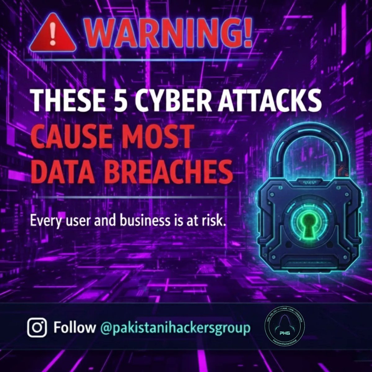 TrumanSchegt's tweet photo. Your data is the new gold—and hackers are mining it. Most data leaks can be prevented through awareness. Know these five major cyber threats: phishing, ransomware, DDoS attacks, code injection, and insider threats. Cybersecurity is a survival skill. https://t.co/1ERBzjlNQX