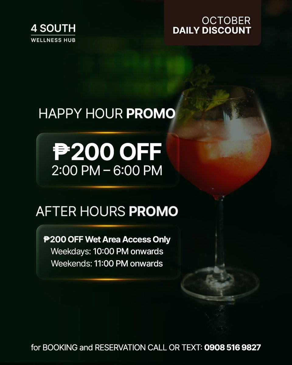 4southhub's tweet photo. October is here at 4 South! 🍃

New month, new reasons to make time for yourself! Discover our upcoming events, exciting promos, and wellness experiences waiting for you at 4 South. 💯

Website: https://t.co/DsEpJ6x3jO
#4SouthWellnessHub https://t.co/9Goa2GnxWi