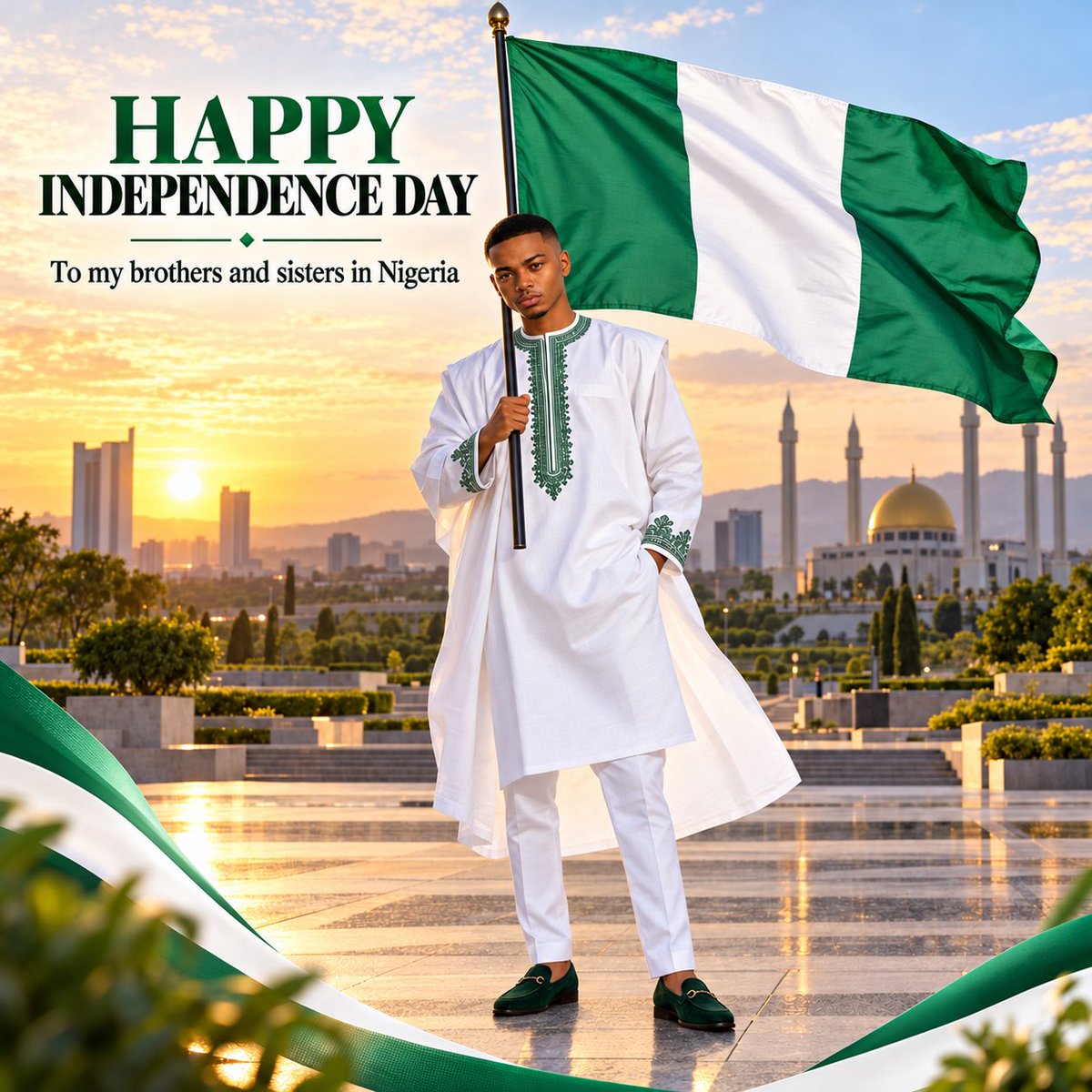 FAVE0124's tweet photo. Happy Independence Day to my brothers and sisters in Nigeria 🇳🇬

May our nation continue to grow in unity, peace and strength.

God bless Nigeria 💚🤍💚 https://t.co/D4PfVpkA0S