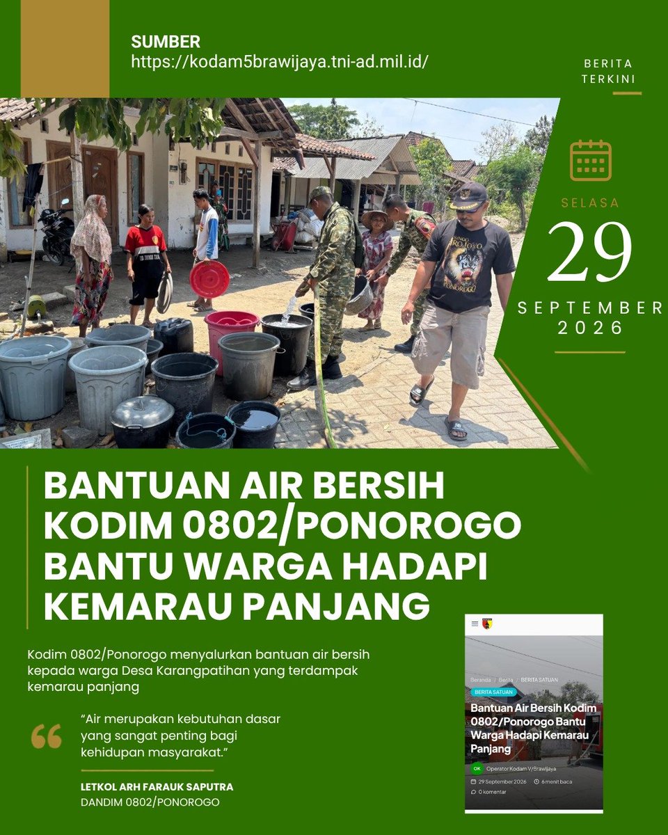 Adamfatiih_'s tweet photo. Renungkan warga daerah terpencil menempuh perjalanan berkilo-kilometer untuk mendapatkan air. TNI datang memutus derita itu melalui program air bersih
Infobaik Kadang Terabaikan https://t.co/JHxialLdl3