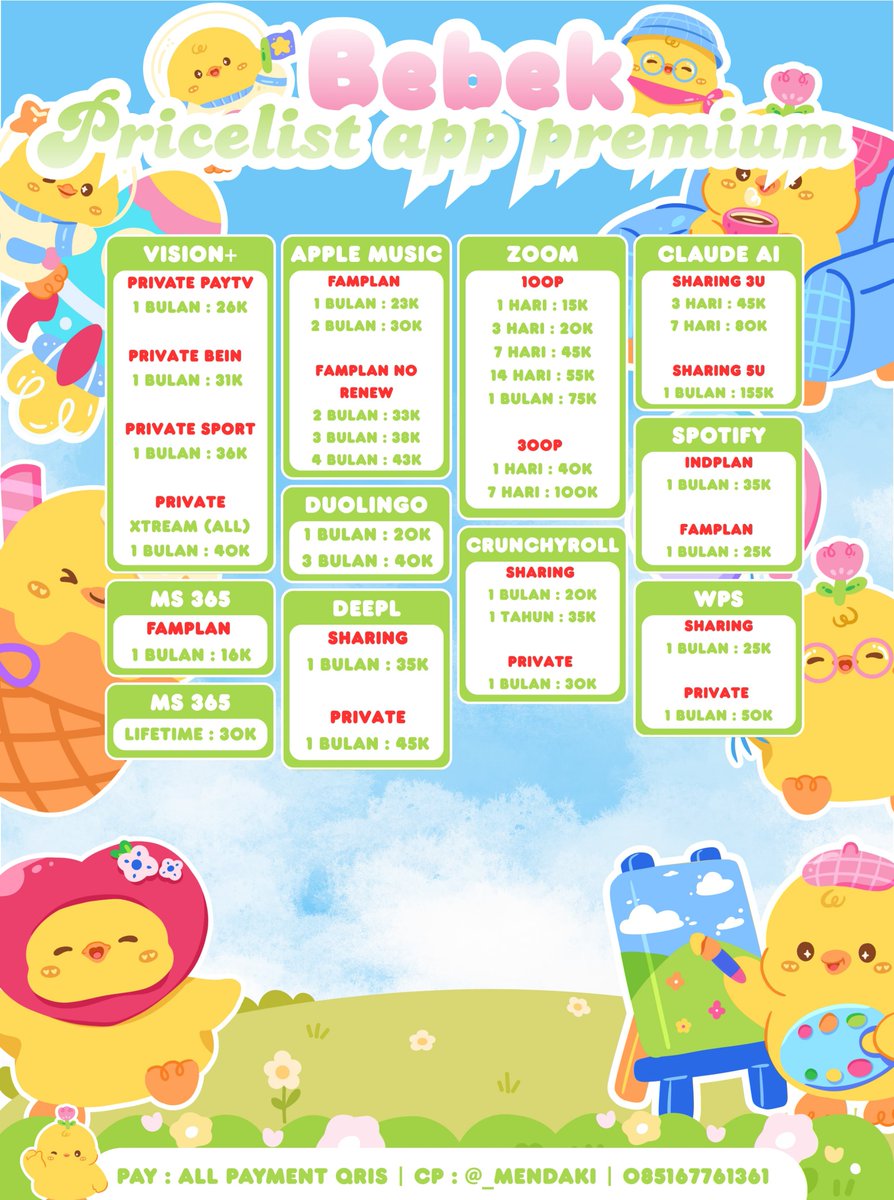 cteiemp's tweet photo. mau kasih tau aku redi app prem buat u! garansi seratus persen loh xixi.

gas aku tawarin ya netflix virio disney iqiyi wetv hbo bstation capcut canva youtube loklok spotify prime appmus mah dll cek pl aja ⭑.ᐟ

ㅡ. https://t.co/Bpt2eberiV

wts wtb zonauang 200 https://t.co/3zOKthXNEz