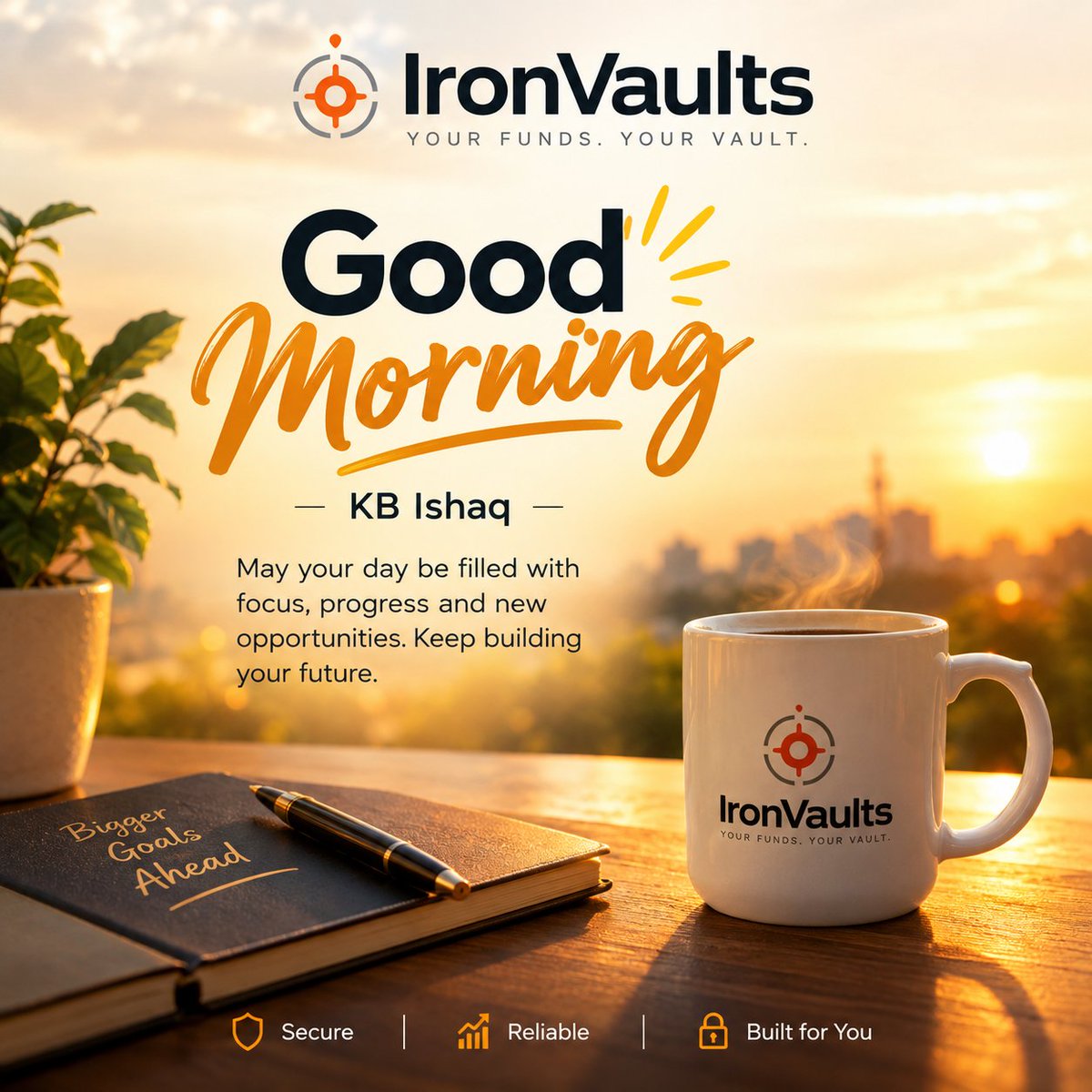 Kbishaq28's tweet photo. gm gm ☀️ 

small reminder that future you will be grateful if you lock a bit of your crypto away today. I'm setting an unlock date with @iron_vaults so I can't touch it early lol.

Remember,  "if you can't hold, you can't be rich"~ CZ.

This is an opportunity for you hold👌 https://t.co/zDZKa8QNyg