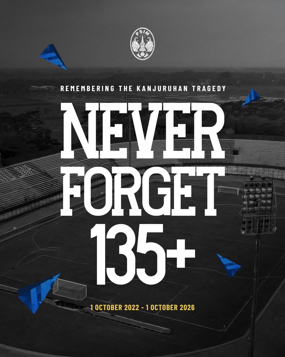 PSIMJOGJA's tweet photo. Doa terbaik senantiasa kami panjatkan untuk seluruh korban Tragedi Kanjuruhan. 🥀

Mari terus menjaga ingatan, mengenang mereka yang telah pergi, dan menjadikan tragedi ini sebagai pengingat agar kejadian serupa tak pernah terulang kembali.

#PSIMJogja
#HonorTheLegacy https://t.co/vrRXXyHiQH