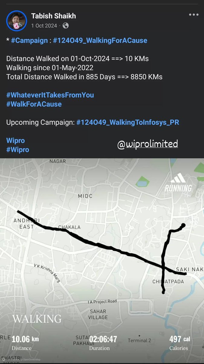 TabishSk21's tweet photo. * #Campaign : #124O49_RunningForACause *

Distance Ran on 01-Oct-2023 ==> 06 KMs
Running since 09-Aug-2022 
Total Distance Ran in 419 Days ==> 2094 KMs

#WhateverItTakesFromYou
#RunForACause

Upcoming Campaign: #124O49_WalkingToInfosys_PR 

@Cognizant 
#Cognizant https://t.co/dl0nlfPi1x