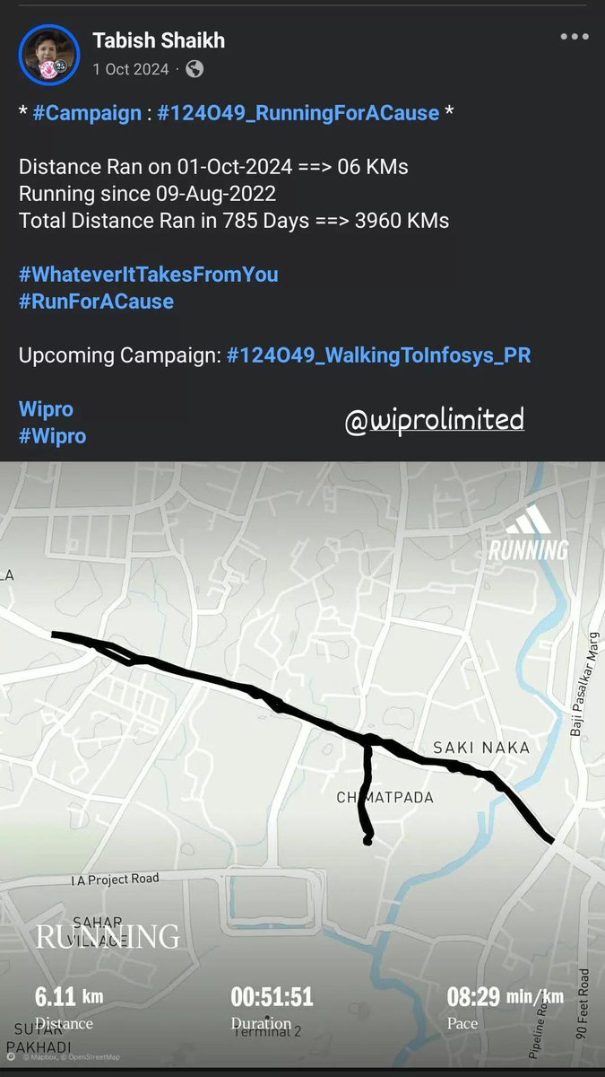 TabishSk21's tweet photo. * #Campaign : #124O49_RunningForACause *

Distance Ran on 01-Oct-2023 ==> 06 KMs
Running since 09-Aug-2022 
Total Distance Ran in 419 Days ==> 2094 KMs

#WhateverItTakesFromYou
#RunForACause

Upcoming Campaign: #124O49_WalkingToInfosys_PR 

@Cognizant 
#Cognizant https://t.co/dl0nlfPi1x