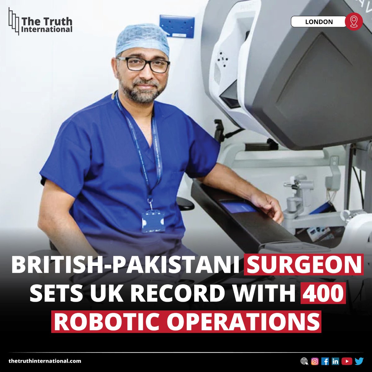 ttimagazine's tweet photo. British-Pakistani Surgeon Sets UK Record With 400 Robotic Operations
For More:
https://t.co/Z9xQ6ytGCH
#British #Pakistani #Surgeon #UKRecord #Robotic #Operations #MedicalRobos #UnitedKingdom https://t.co/hxhUZJdmfb