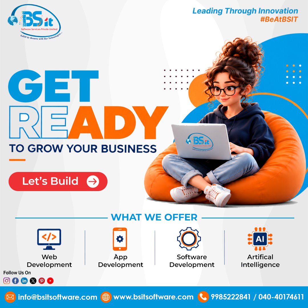 bsitsoftware's tweet photo. Have a business idea you’re ready to build? 🚀

BSIT Software Services helps businesses turn ideas into digital solutions through:

💻 Web Development
📱 App Development
⚙️ Custom Software
🤖 Artificial Intelligence

Have an idea? Let’s build it together.

#BSIT #SoftwareDevelopment #DigitalTransformation