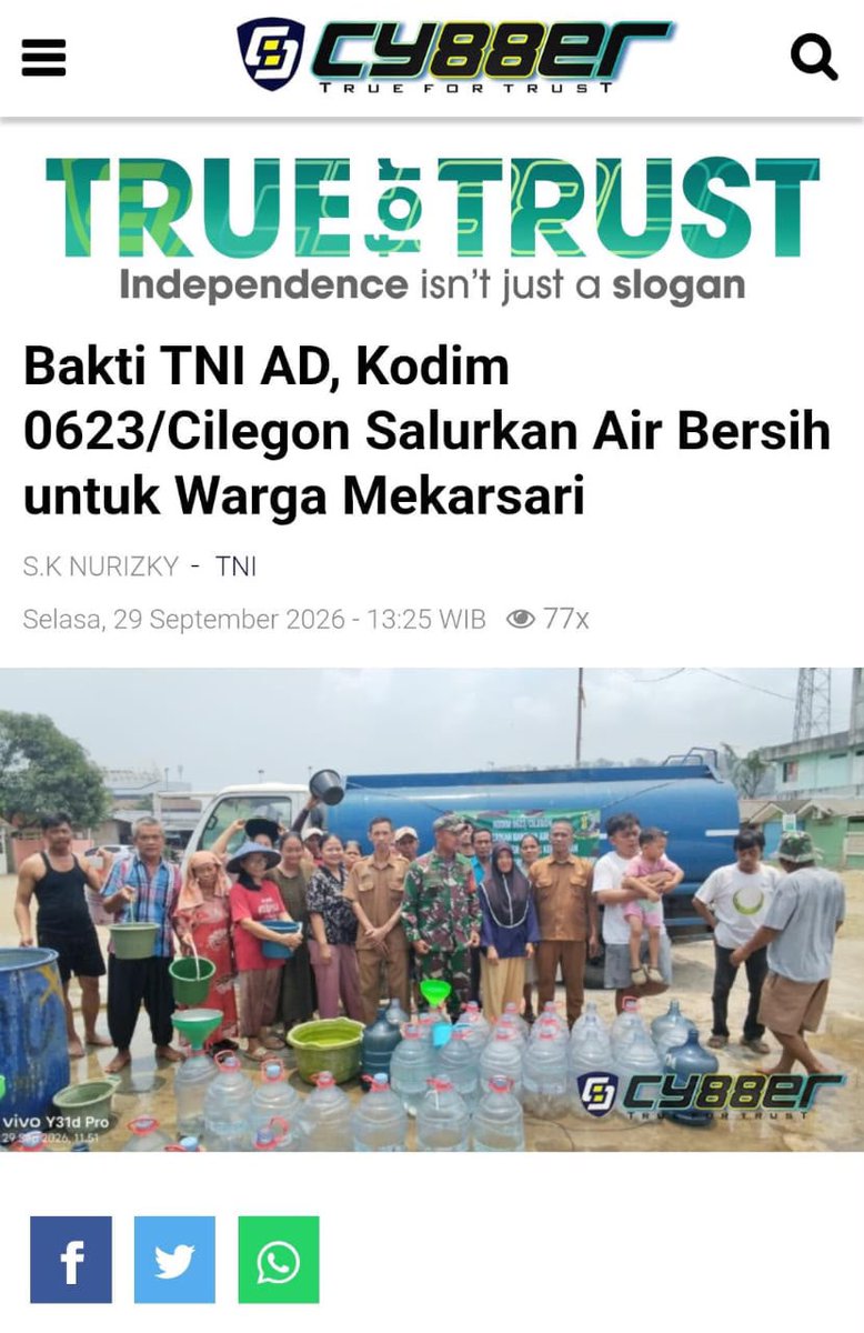 ArabelaNabel's tweet photo. Arus informasi deras mengakibatkan informasi positif mengenai TNI tenggelam. Sementara itu TNI tetap bergerak melayani masyarakat tanpa mengharap imbalan. Infobaik Kadang Terabaikan https://t.co/koiF6fJyLf
