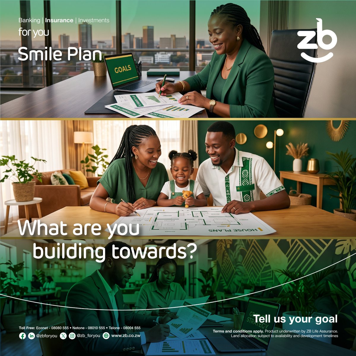 zb_foryou's tweet photo. WHAT ARE YOU SAVING FOR?
A home? A business? Retirement? A lasting family asset?
Start with your goal. Smile Plan helps you save towards
it while protecting your loved ones and building value
over time.
Tell us your goal.
#zbforyou #SmilePlan https://t.co/LB16KTlAhO