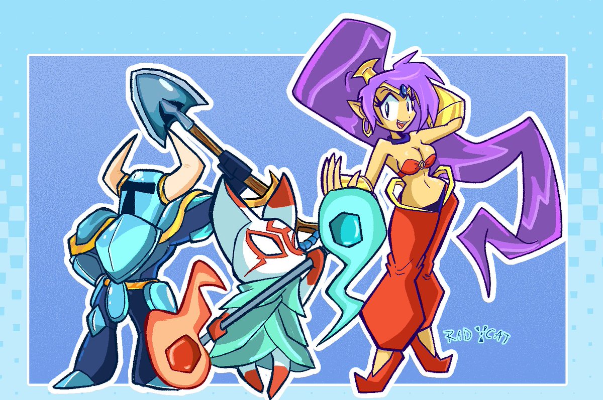 RadCat1520's tweet photo. Another commission done for an anonymous user ⭐
Two of them actually, featuring indie characters like Bo and Shovel Knight, and Gunvolt and Nina
#commissionㅤ #digitalartㅤ #shantae #gravitycircuit https://t.co/oAQXWNPwyh