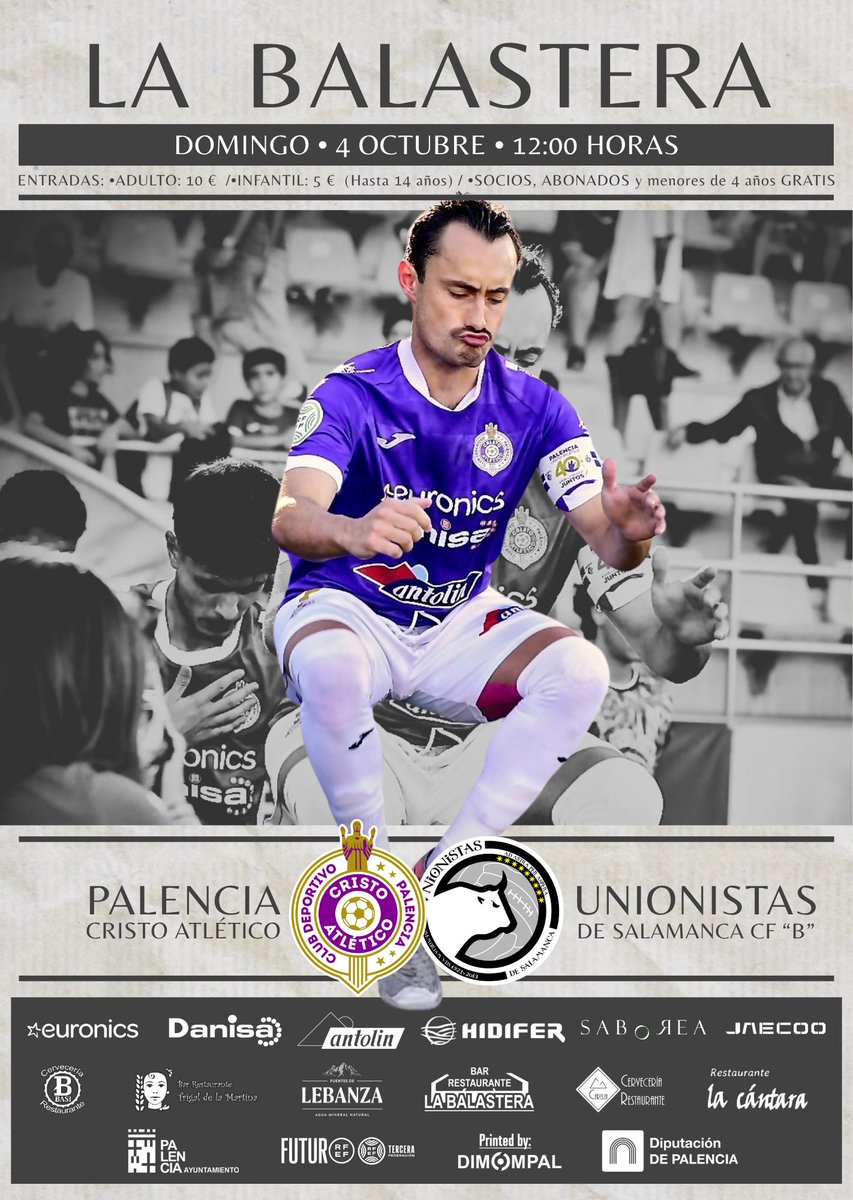 PalenciaCristo's tweet photo. ®️|CARTEL OFICIAL
¡Cita matinal en La Balastera! 
y TODOS juntos de nuevo 🟣⚽️

Necesitamos tu aliento y tu fuerza para defender nuestra casa💪ven a rugir con nosotros.
¡Siente a TU EQUIPO!

📺En directo @cyltv ¡si no puedes venir, no te lo pierdas!

#PalenciaCristoAtlético #PCA https://t.co/DkKbFXp0Pg