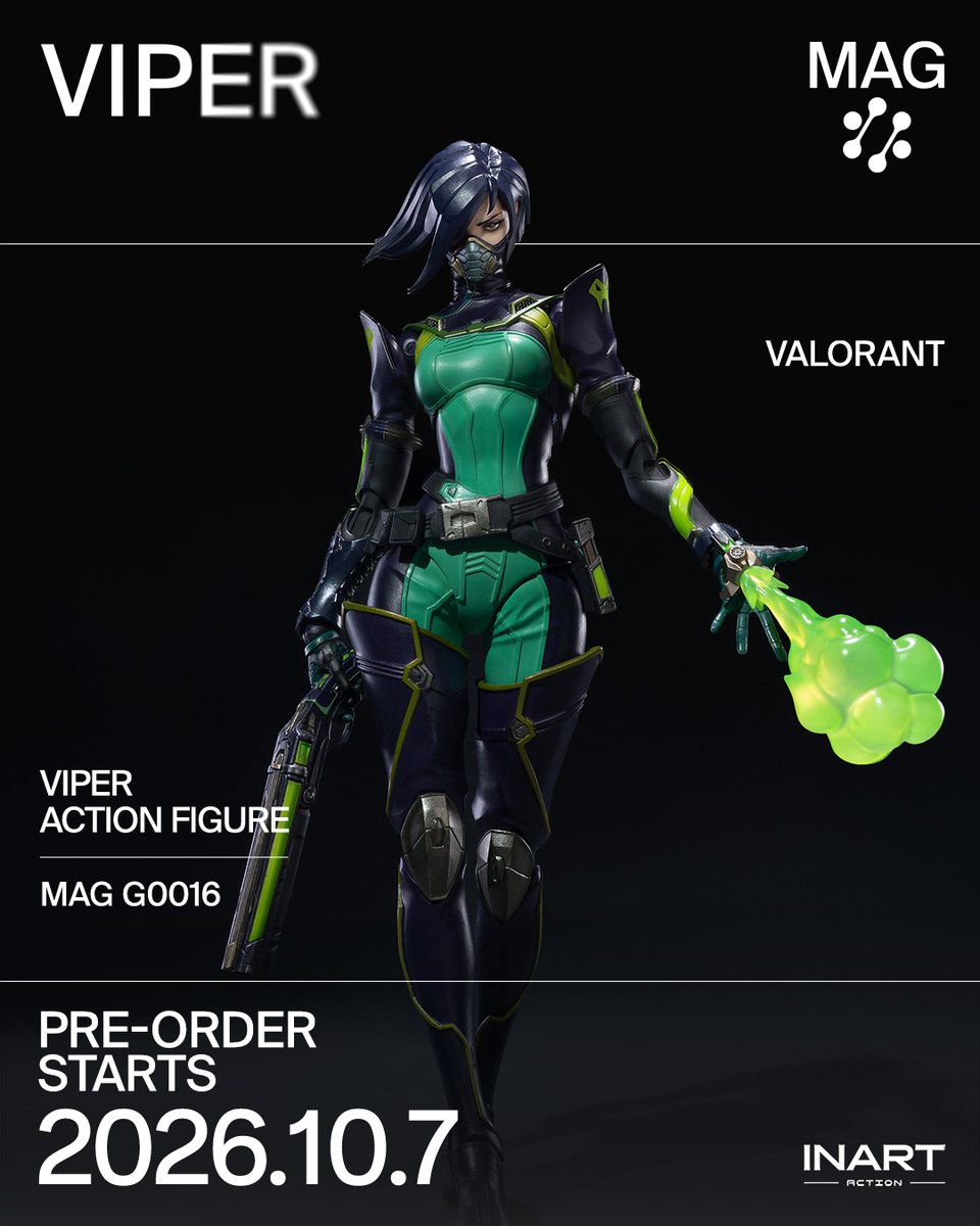 INART_Official's tweet photo. INART Action - VALORANT - Viper &amp; Sage 1/12 Action Figures

Pre-order begins: October 7, 2026, 18:00 GMT+8
RSVP: https://t.co/qIjA4YvNFN
RSVP: https://t.co/pMWJzZptRt

Viper and Sage are coming:
Oct 8 - Oct 9, 2026 | 16:00-18:00 GMT+8
YouTube: https://t.co/uDhcO5j6Bk
#INARTAction https://t.co/4WR2eLhDdZ