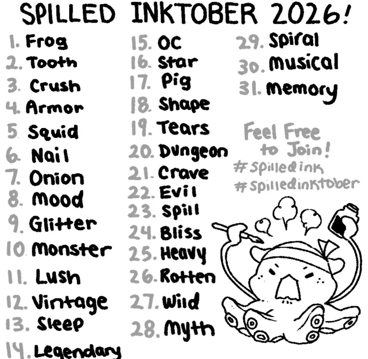 mirlucius's tweet photo. Okay okay I know its not a traditional inktober but i got fomo last year so imma just draw and vibe 

Maybe I'll come back and decided 
to finish some of these, who knows

#spilledink #spilledinktober #digitalartㅤ #cozyvibes https://t.co/zgrvFS1tLC