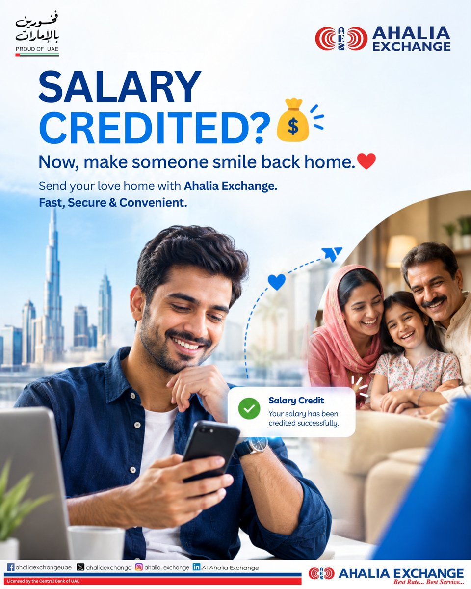 Ahaliaexchange's tweet photo. **SALARY CREDITED? 💰**

Now, make someone smile back home. ❤️

Once your salary is credited, turn that moment into something meaningful. Send your love and support to your loved ones back home with Ahalia Exchange. https://t.co/rNSlf3XHrj