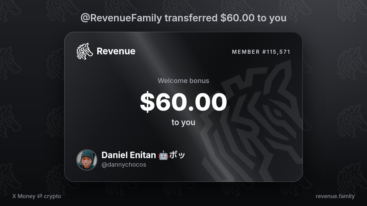 dannychocos's tweet photo. @RevenueFamily welcomed me with $60.00 https://t.co/syIfEMThMH