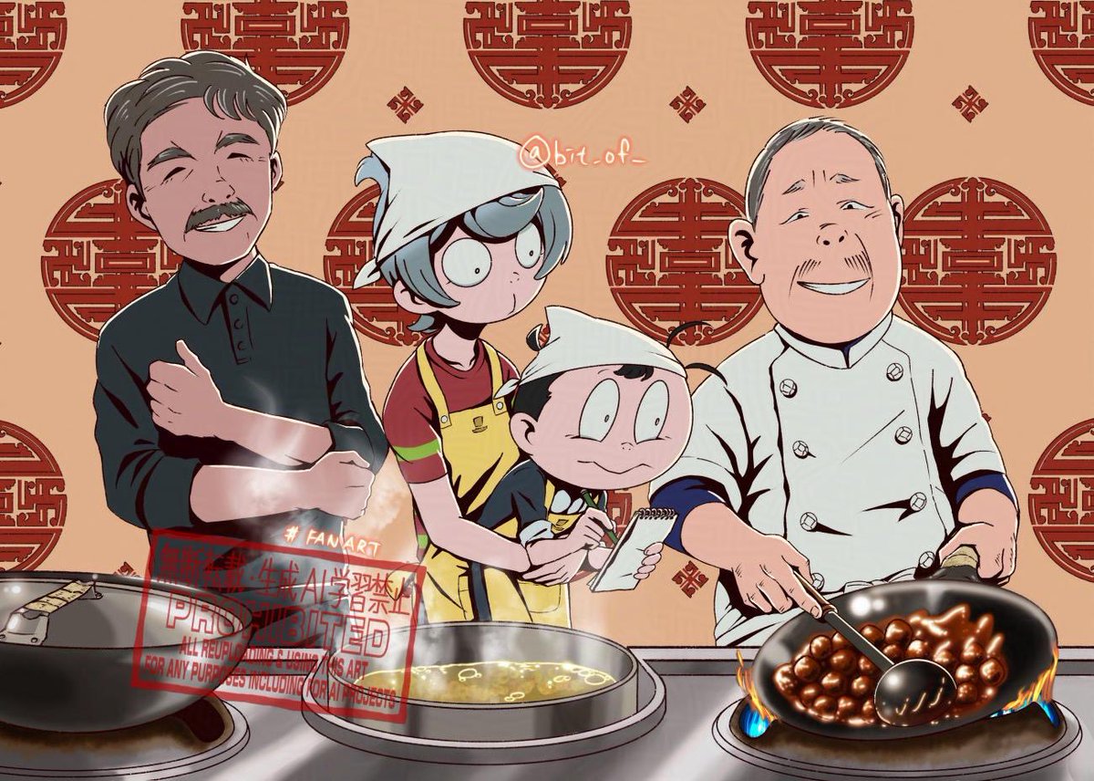 bit_of_'s tweet photo. 八幡 @chukahachiman さんの
料理教室にお邪魔してきたのでファンアート描いてみました🍜

さすが料理店の火力には敵わないけど、
自宅のコンロでも再現できそうな肉団子の作り方を教われて嬉しかったです！🙌
なんだか小学時代の社会見学を思い出して懐かしい気持ちに。
地域のふれあい、大事だなぁ😚 https://t.co/VTug9Y5u0D