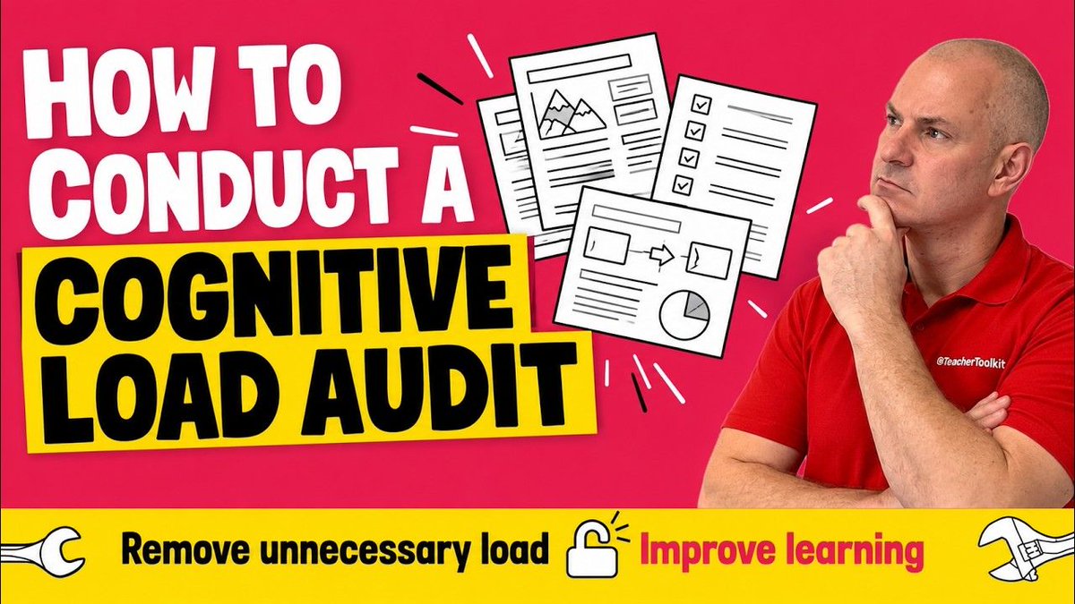 TeacherToolkit's tweet photo. 🚀 NEW RESOURCE 

🧠 Are your teaching resources making learning harder than it needs to be?

This month’s new #TheToolkit resource helps teachers conduct a Cognitive Load Audit

Download ⬇️  https://t.co/VNeZKu77OH 

Free trial 🟢  https://t.co/r0K3i5epLz 

Access everything VIP 🏆️  https://t.co/R9BUfbMx62