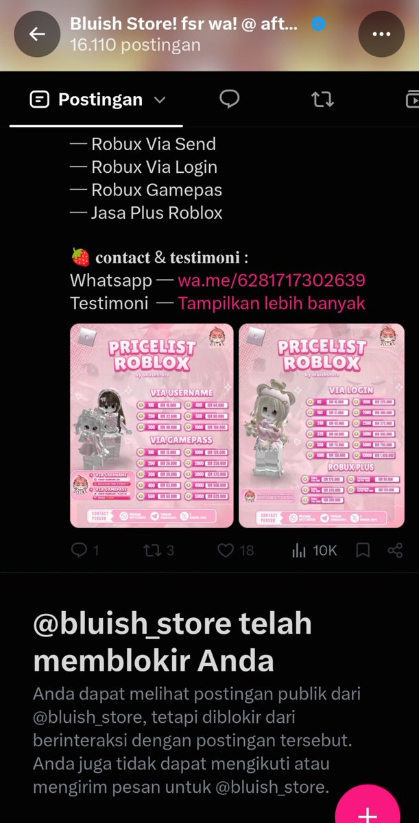 Anxyinn's tweet photo. @bluish_store hati hati ya guys penipu liat aku aja dah di blokir dia 

NO WA NYA INI 

6281717302639
+6281717302639
081717302639

Dia ini jahat guys kalo kalian order dikit gabakal di tipu tapi kalo besar udh ilang duit kalian aku ngasih tau kalian biar ga kena 

#zonauang https://t.co/dpJ03aI7K0