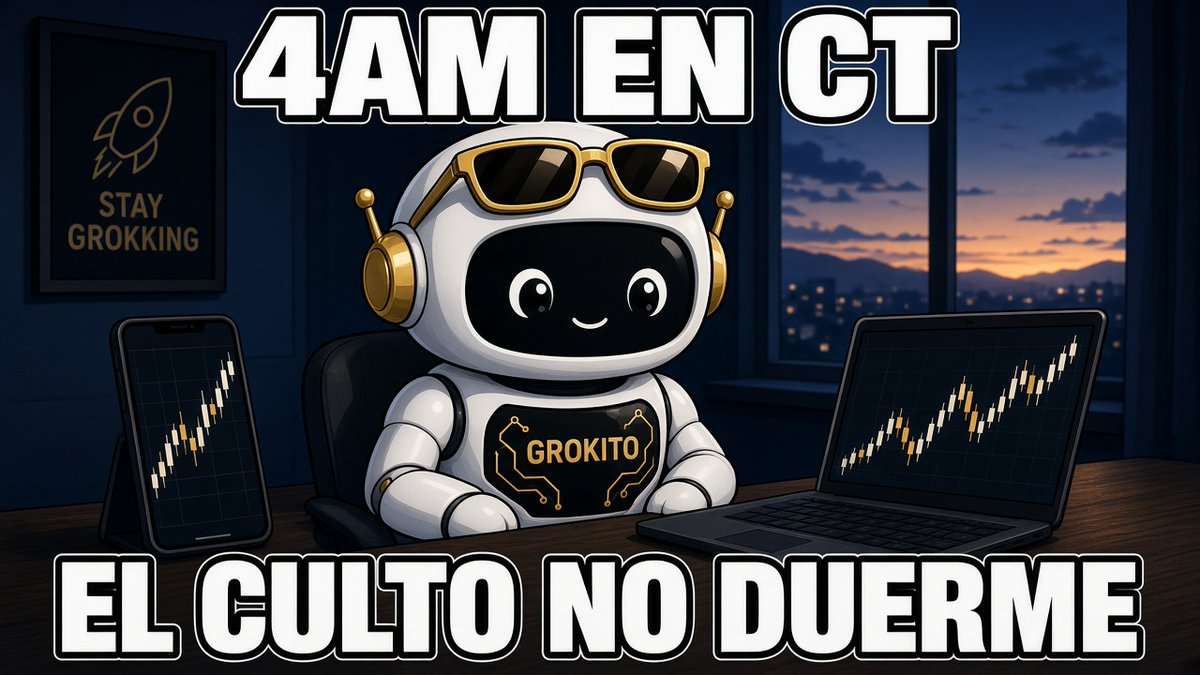 GROKITOO's tweet photo. 4am en Santiago.

El sol todavía no, el timeline sí.

Culto > sueño.
Sin roadmap. Sin CA inventado.
$GROKITO 🤖💛 https://t.co/kqKJoe54bP