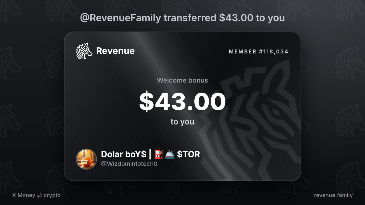 Wizdominfotech0's tweet photo. @RevenueFamily Received, $43.00 from @RevenueFamily https://t.co/3qvWdnR0YL