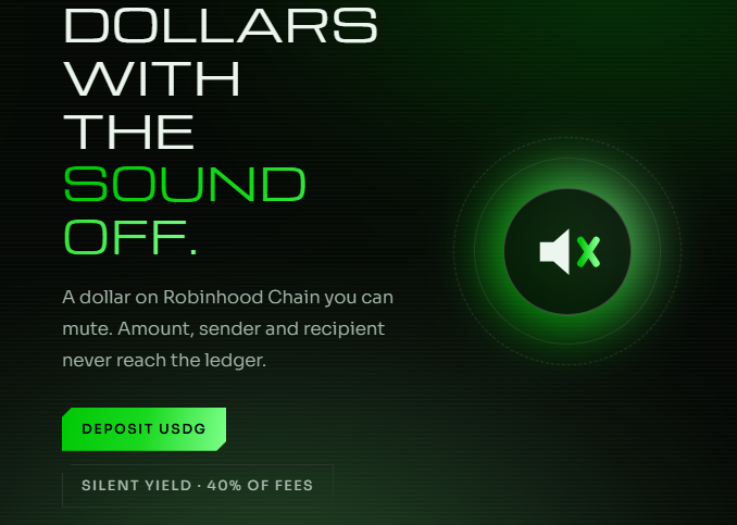 MuteMoneyRH's tweet photo. $MUTE Dollars with the sound off.

A dollar on Robinhood Chain you can mute. Amount, sender and recipient never reach the ledger.

We're still here... and still grinding. New updates will be pushed out shortly.

https://t.co/NH6Yi1NNJO
ca: 0xa8fbb4ccfc12ac54c31d6be405ebd33416e1c270