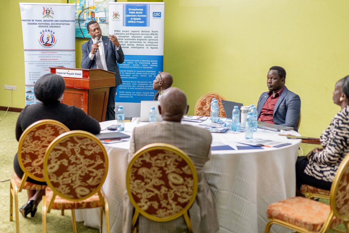jcrc_official1's tweet photo. JCRC took part in the Uganda National Accreditation Services (UGANAS) Stakeholders' Engagement Meeting in Kampala yesterday, where partners from government, the private sector and other institutions reflected on Uganda's accreditation journey and the way forward.

The Guest of Honor was Dr Charles Olaro, Director General of Health Services, @MinofHealthUG. Representing JCRC was Gordon Mpamize, Programs Director, Strengthening Public Health Laboratory System in Uganda (SPHLS) project. 

The day highlighted that collaboration and partnership are essential for sustainability in an ever-evolving world, especially as the JCRC/SPHLS project comes to a close.
Thank you, UGANAS, for convening this important conversation. 
#UGANAS #JCRC #SPHLS #Accreditation #Partnerships
