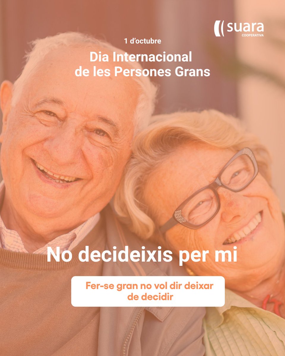 suaracoop's tweet photo. Aquest any hem acompanyat 125.328 persones grans, i cadascuna d'elles viu, necessita i decideix de maneres diferents. Perquè no hi ha una única manera d'envellir 🧡

🗓️ Avui, 1 d’octubre, Dia Internacional de les Persones Grans, reafirmem el nostre compromís amb un model d'atenció centrat en la persona i la seva autonomia.

#DiaInternacionalDeLesPersonesGrans #GentGran #SuaraCooperativa #AtencióCentradaEnLaPersona