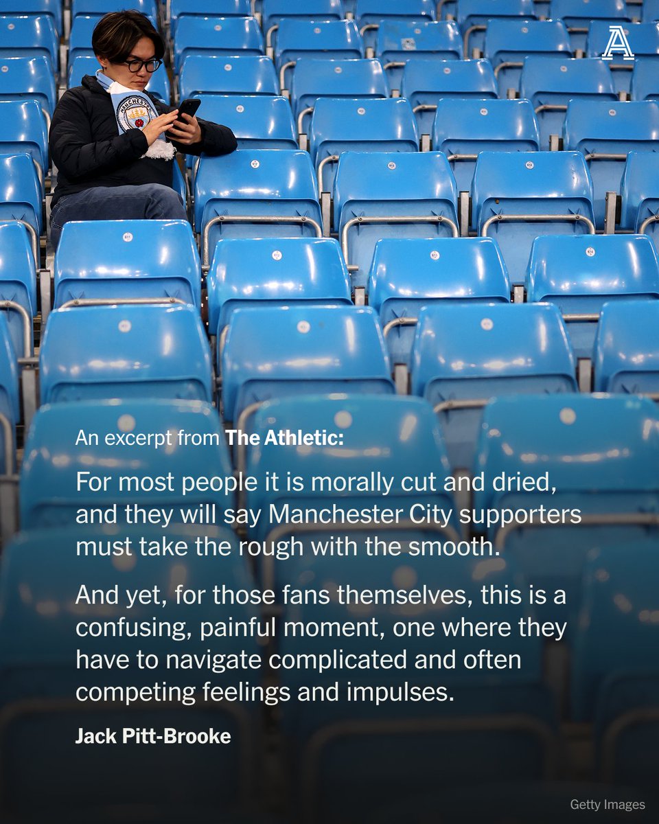 TheAthleticFC's tweet photo. No neutral reading this will have any sympathy with Manchester City fans this week.

They have been the dominant team of the last 15 years, and have won everything in sight.

And yet, for those fans themselves, this is a confusing, painful moment, one where they have to navigate complicated and often competing feelings and impulses.

Even as a non-practising City fan, a lapsed blue, I feel it.

Learning that those wins and titles were seemingly built on cheating is extremely difficult to process. If you roll your eyes at that, just try telling yourself that your own happiest memories, the things that mean most to you in the world, were seemingly built on lies. It is not easy to sit with.

City supporters have a responsibility, as painful as it is, not to change the subject this week. Not to talk about other clubs or situations or scenarios. But to stare directly into the sun.

📝 @JackPittBrooke

🔗 https://t.co/tLbG24Has0