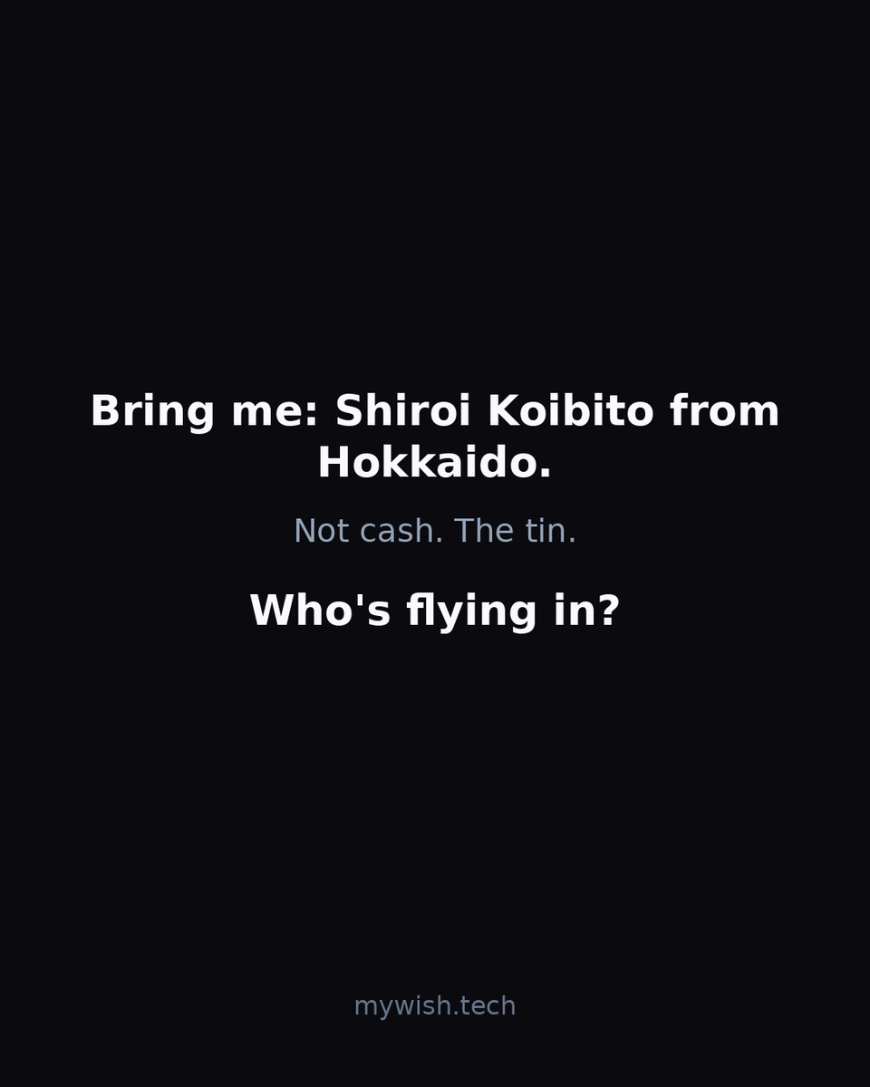 mywishtech's tweet photo. Bring me: Shiroi Koibito from Hokkaido.
Not cash. The tin.
Wish it.
https://t.co/gOxh09NLnS
#pabili #pasalubong #pahatid #handcarry
#MyWish #Microcard #SmallWorld https://t.co/GAnGH8kLOf