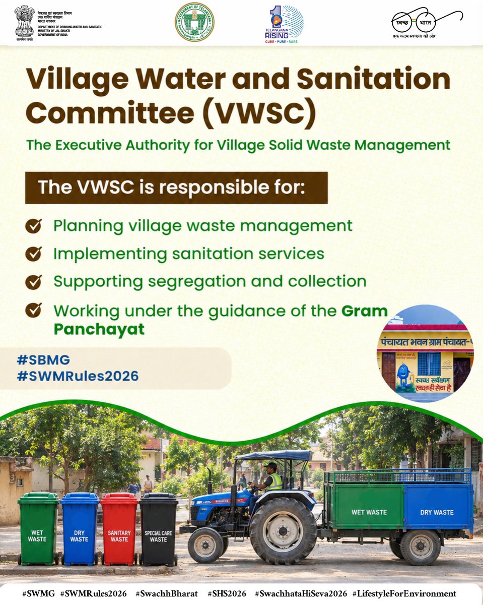 sbmwarangalurb2's tweet photo. #SwachhBharath #SBMG #SWMRules2026 #LifeStyleForEnvironment #MissionLiFE #SBMG #JJM #SWMRules2026 #WED2026 #swachbharath@MoJS PMOIndia@jaljeevan_@TSSBMG@MoRD_GoI
@TSSBMG https://t.co/zNXz8RuPNy