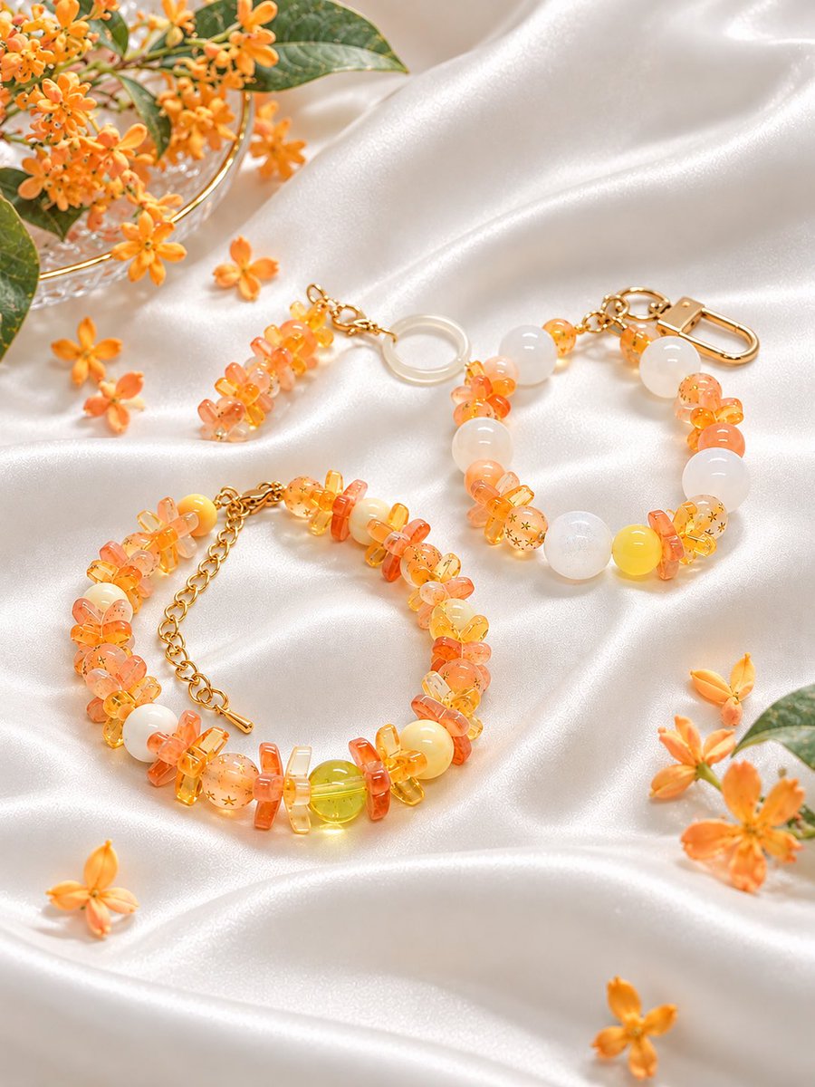 zukicharm's tweet photo. 🧡秋は金木犀といっしょ🧡
キンモクセイの香りが大好きなので、目でも感じたくて作りました！

🎪minneで発売中❣️
https://t.co/4gn4NZN1fc

#ハンドメイド
#ハンドメイドアクセサリー
#スマホストラップ https://t.co/6AA9WIot9E