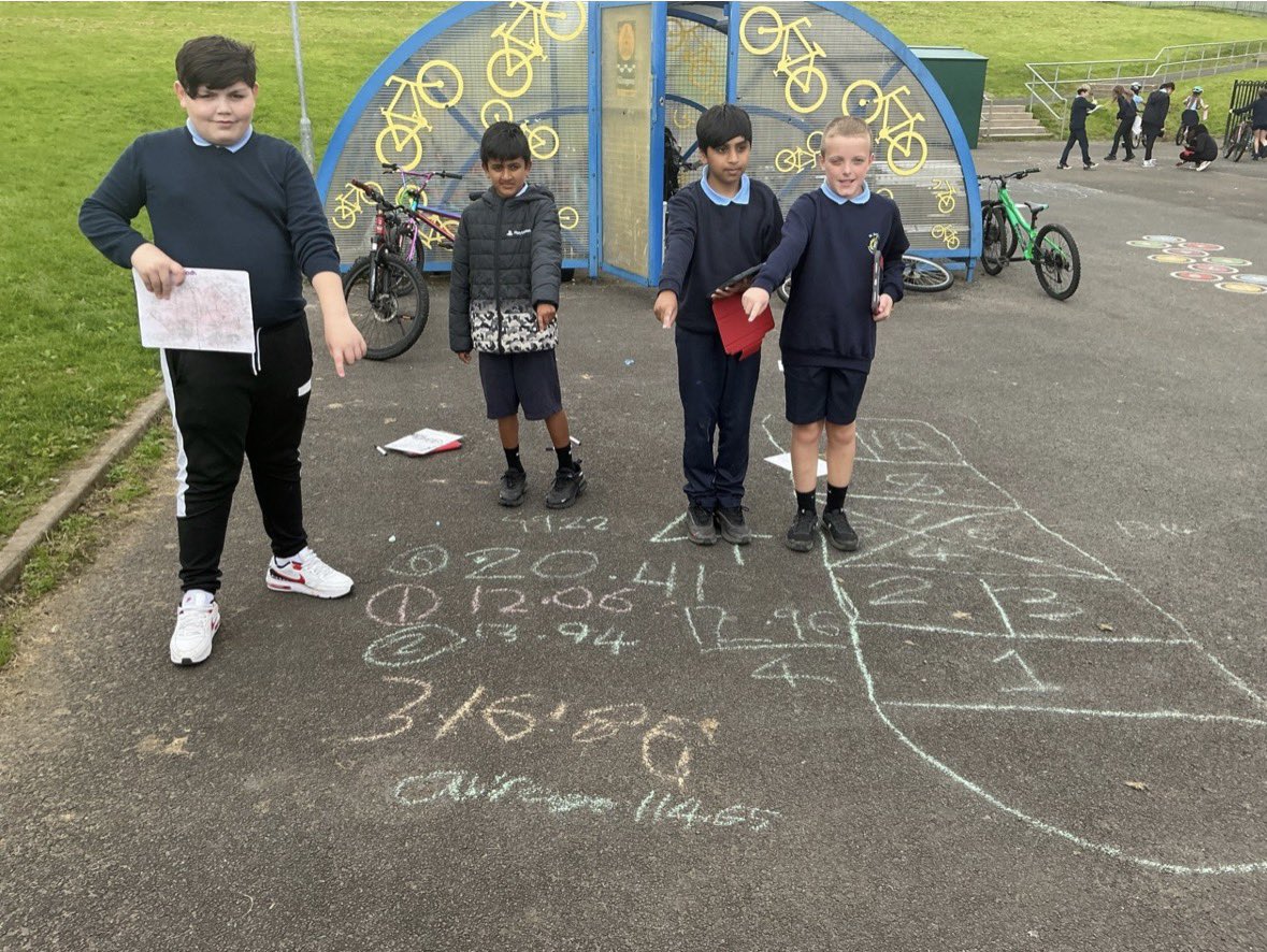 StBernardsPS's tweet photo. P7 enjoyed participating in #MWS26. They split into groups and each made a hopscotch. They timed their group for how quickly they could complete each hopscotch. Once they had visited all 6 stations, they then worked out the average time that it took to complete each one. 😃➕➖ https://t.co/MXF3mKPird