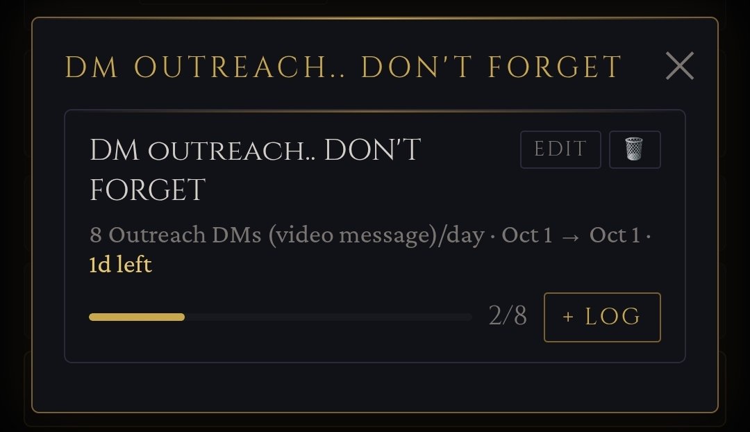 MP_Butler's tweet photo. Mirror Path IRL RPG: Action log, Shadow Work, and Tasks

I keep forgetting to do outreach. I set the task within the app and turned on the reminder notification for midnight.

Build in Public:

New refinement found, add an undo button to the task counter feature. https://t.co/uSEz7nMRW9