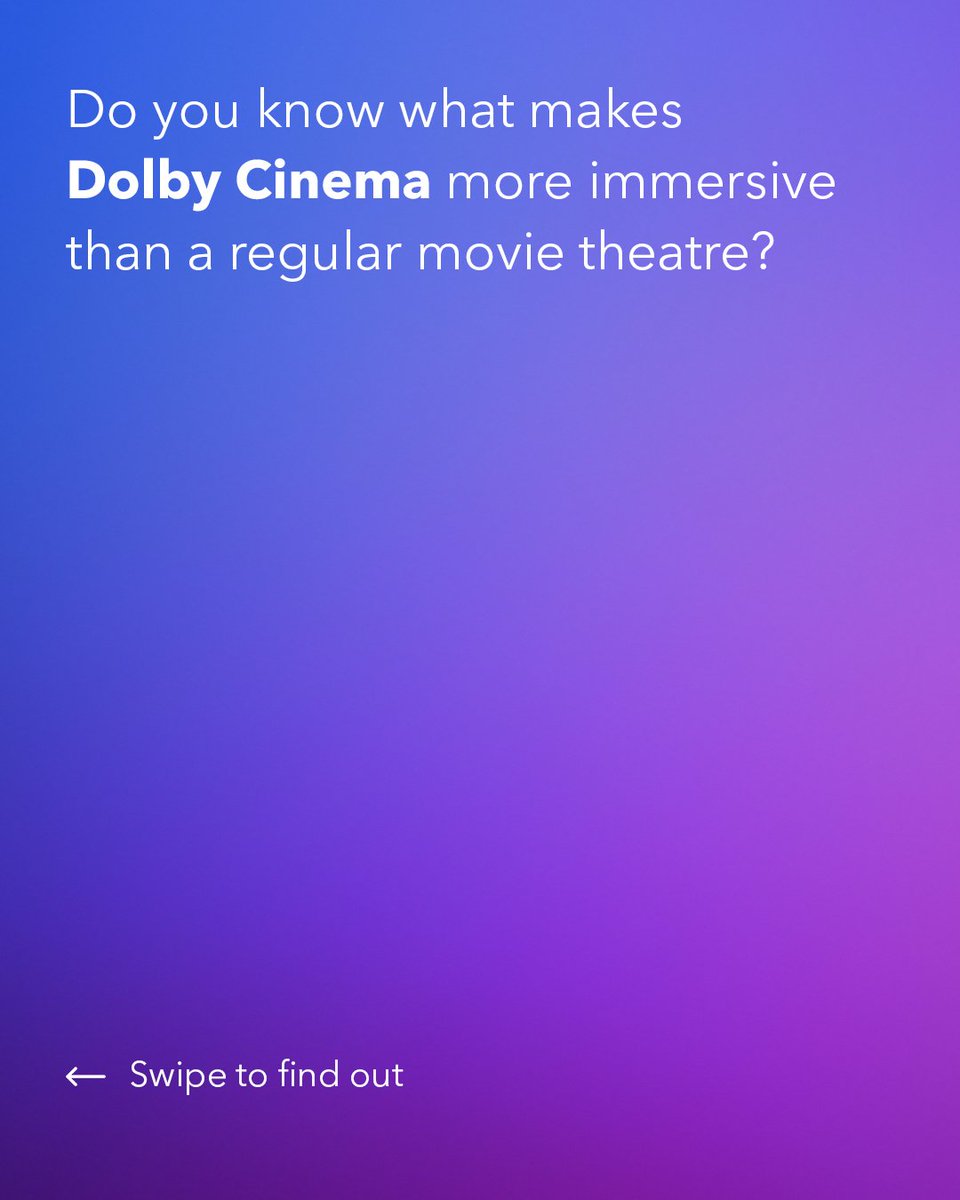 DolbyIn's tweet photo. Bringing together the true-to-life visuals of #DolbyVision and the immersive sound of #DolbyAtmos, #DolbyCinema delivers next-generation immersion for audiences who love world-class storytelling.

#LoveMoviesMoreInDolby https://t.co/wP3BXHYKc8