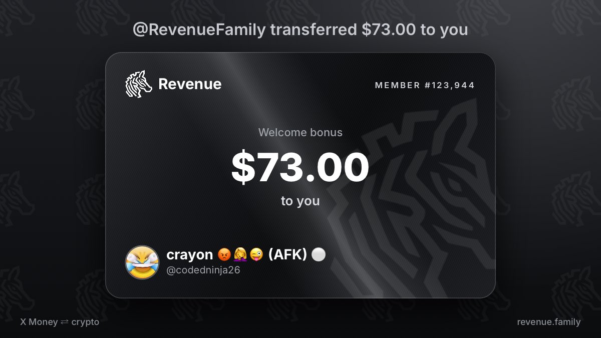 codedninja26's tweet photo. @RevenueFamily Thanks @RevenueFamily for $73.00 https://t.co/eDrbnKsiWS